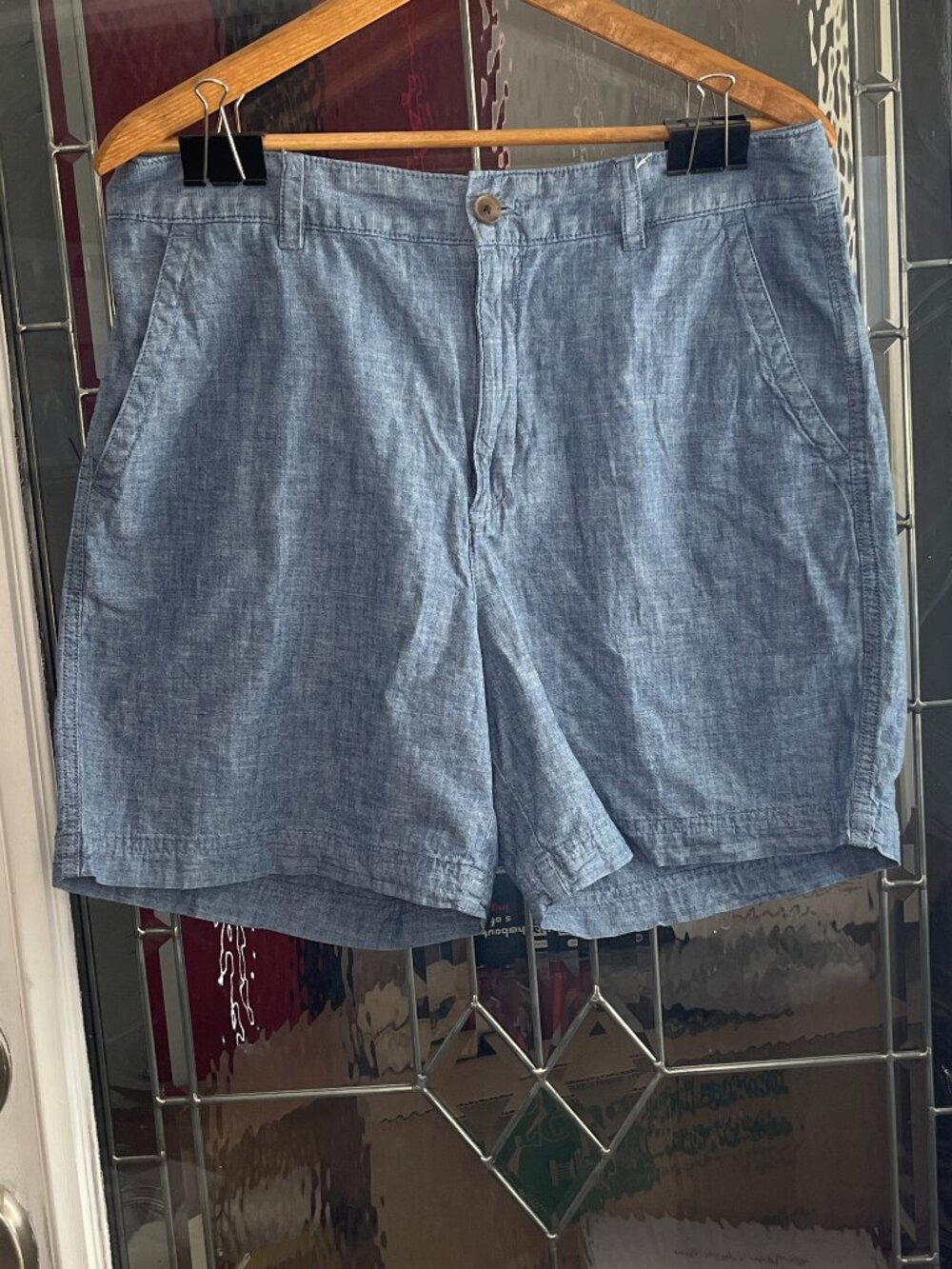 Gap Womens "Girlfriend Khaki Shorts Blue Chambray Chino Sz 14 Tall